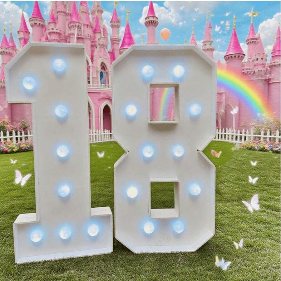 73cm High LED Digital Light, Suitable For Birthday, Wedding, Graduation Party Decoration, Ideal For Photography, Luminous Party Accessory - White - View 1