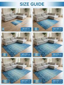 1pc Blue Ocean Style Carpet, Golden Rhombus Velvet (850g/Sqm) Vintage Bohemian Decorative Carpet, Suitable For Living Room, Entrance And Hallway - Multicolor - View 7