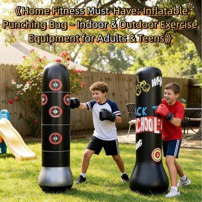 1个加厚充气拳击沙袋，回弹力强，可独立放置，成人及青少年减压玩具，家用健身房拳击训练器材，适合作为生日、斋月、宰牲节、复活节的趣味礼物