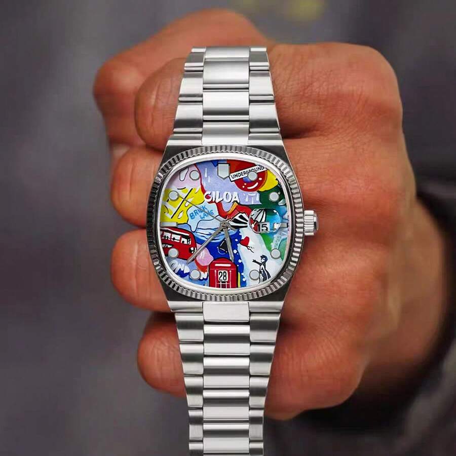 1pc Luxury Waterproof Quartz Watch For Men, Casual Daily Wear - Silver - View 1