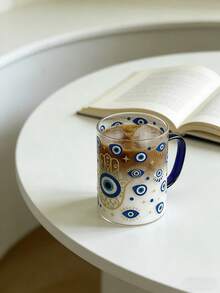 400毫升高硼硅玻璃咖啡杯，带把手，创意邪眼设计，可爱草莓印花，适用于冷热饮、牛奶、麦片、茶、果汁、早餐，马克杯/杯子，情人节礼物，父亲节礼物，伴娘礼物，生日礼物，个性化礼物，节日必备，21岁生日礼物，送给她的21岁生日礼物，露营装备 - 彩色 - 查看 3