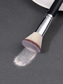 1pc Black Soft Flat Top Powder Brush, Blush Brush, Highlighter Brush, Contour Brush, Multi-Functional Makeup Brush - Black - View 5