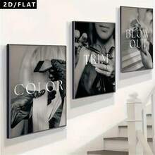 1/3 tấm tranh nghệ thuật logo tối giản hiện đại đen trắng dành cho tiệm làm tóc, phù hợp với các tiệm cắt tóc nam. Tranh in trên vải canvas dùng để trang trí văn phòng, phòng ngủ, phòng khách và hành lang. Có thể mua thêm khung. - Nhiều màu - Xem 4