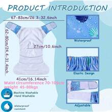 2 piezas Conjunto de pañales de tela ajustables y lavables para adultos, incluye 1 pañal de tela y 1 almohadilla de pañal reemplazable. Diseño transpirable, cómodo, duradero, con recubrimiento de TPU impermeable, a prueba de fugas, almohadilla de pañal muy absorbente, de moda y fácil de limpiar, silencioso, adecuado para personas mayores, mujeres posparto, mujeres embarazadas y aquellos con molestias en las piernas/pies. - Multicolor - Ver 4