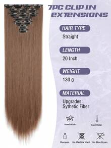 Clip In Hair Extensions 7pc Set Long Straight Hair Extension Synthetic Hairpieces For Women Girls Daily Use - Multicolor - View 2