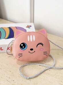 1pc Young Girl PU Leather Zipper Closure Cute Cartoon Cat Mini Crossbody Bag, Suitable For Daily Use - Cat - View 13
