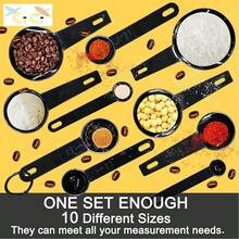 10pcs Stackable Measuring Cups And Spoons: Convenient And Tidy Kitchen Tools, Includes Plastic Measuring Spoons, Powder Food Transfer, PP Material, Baking Tools, Kitchen Measuring Utensils, Precise Measurement, Liquid Food Transfer, Reusable Measuring Cups And Spoons - Multicolor - View 10