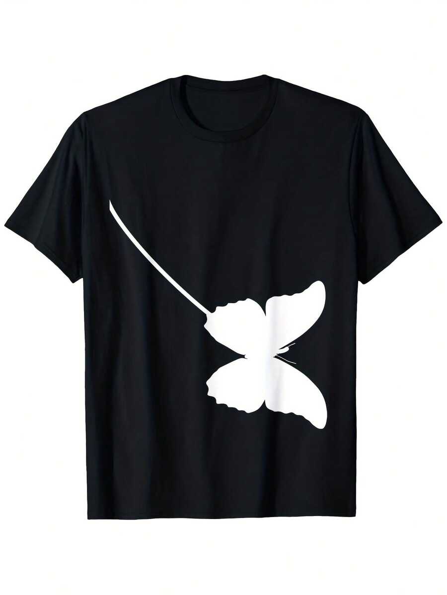 Camiseta con estampado de mariposa con correa para hombre. Bonita camiseta de insectos con diseño de correa. Algodón de 180 g (tallas S-XXXL). Perfecta para uso diario y eventos temáticos. Animal L. - Negro 18 - Ver 1