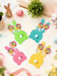 8件套复活节彩色兔子造型餐具袋，复活节快乐餐具装饰袋，毛毡餐具收纳袋，复活节派对用品，复活节家居装饰，节日餐桌摆件，复活节彩蛋寻宝派对礼品，桌面装饰，厨房装饰，春季装饰，复活节礼物 - 彩色 - 查看 7