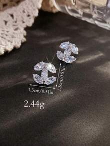 LADYCOCO 一对时尚、优雅、简约奢华的铜镶嵌立方氧化锆耳环，适合女性日常佩戴 - 彩色 - 查看 3