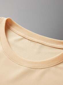 White Background Disney Pirate Style Mickey Mouse Print Kids' Loose Short Sleeve T-Shirt - Playful And Cute Adventure Style Top - 杏色 - 查看 5