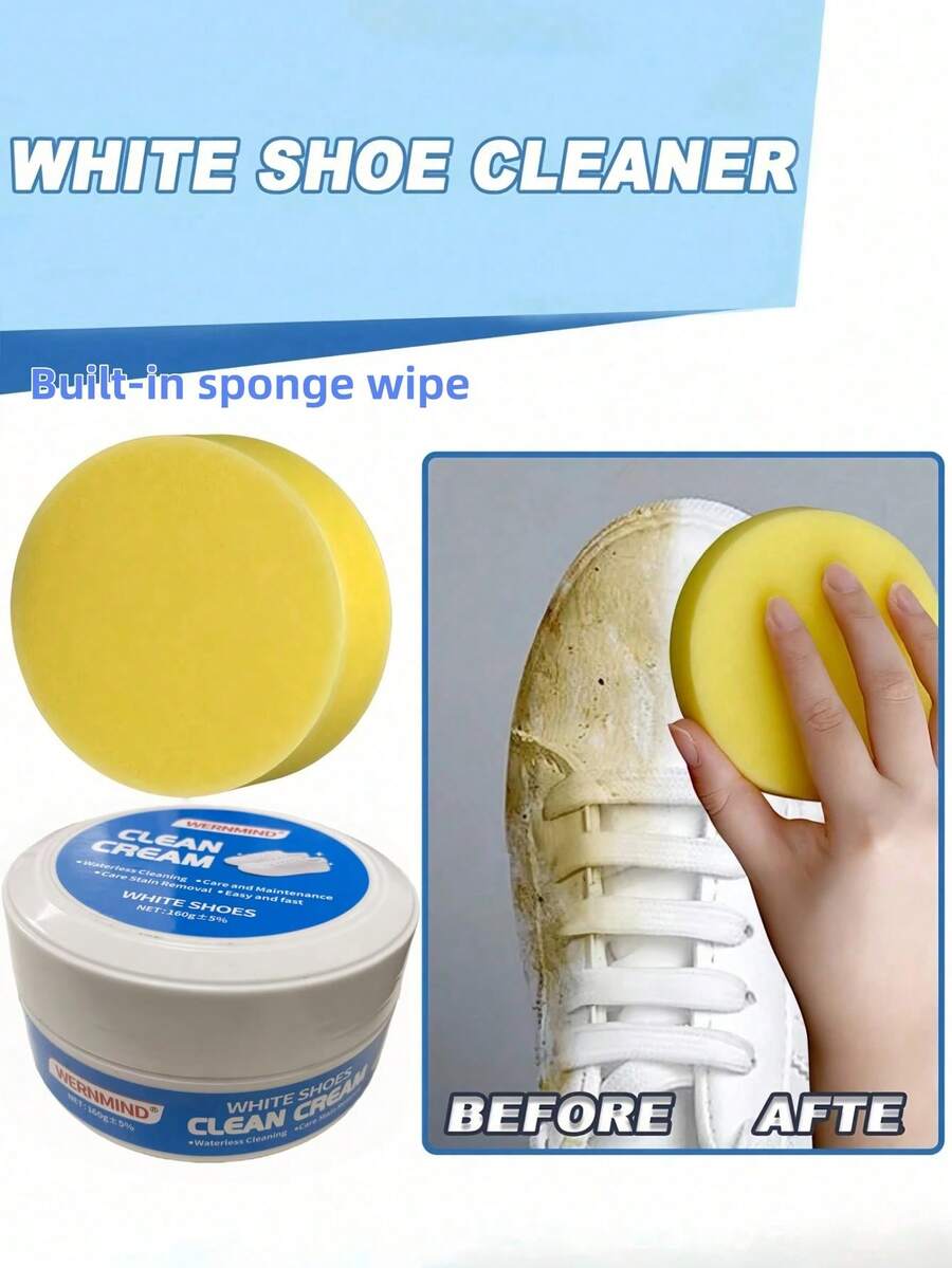 White Sneaker Cleaner, Easy To Use, Won't Damage Shoe Surface, Removes Yellowing And Stains, 160g - Multicolor - View 1