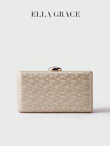 ELLA GRACE - 马赛克网状链条晚宴手拿包金色圆球迷你钱包优雅婚礼新娘派对魅力链条肩带手提包 - 灰色 - 查看 9