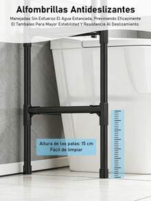 Organizador Mueble De Baño Estante Toallero Sanitario Wc Ducha Almacenamiento Multifuncional Acero Inoxidable 3 Repisas Impermeable Moderno Armable Decoracion Hogar - Negro - Ver 5