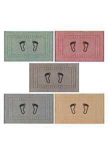 100% Cotton Floor Towel Set | Plush Footed Bathroom Mat 45x70cm | Bathroom Mat - Green - View 3