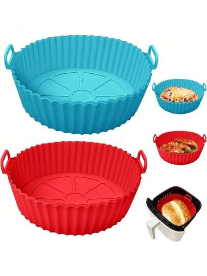 1pc Air Fryer Silicone Baking Mat, Round Baking Tray, Household Air Fryer Silicone Pad