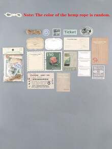 30 szt./opakowanie, estetyczny materiał w stylu vintage, suszone kwiaty w losowych kolorach i akcesoria z juty, kreatywne naklejki do scrapbookingu do pamiętnika, koperty, kubka, pudełka na prezent, idealne na Walentynki i Dzień Matki - Wielokolorowe - Zobacz 16