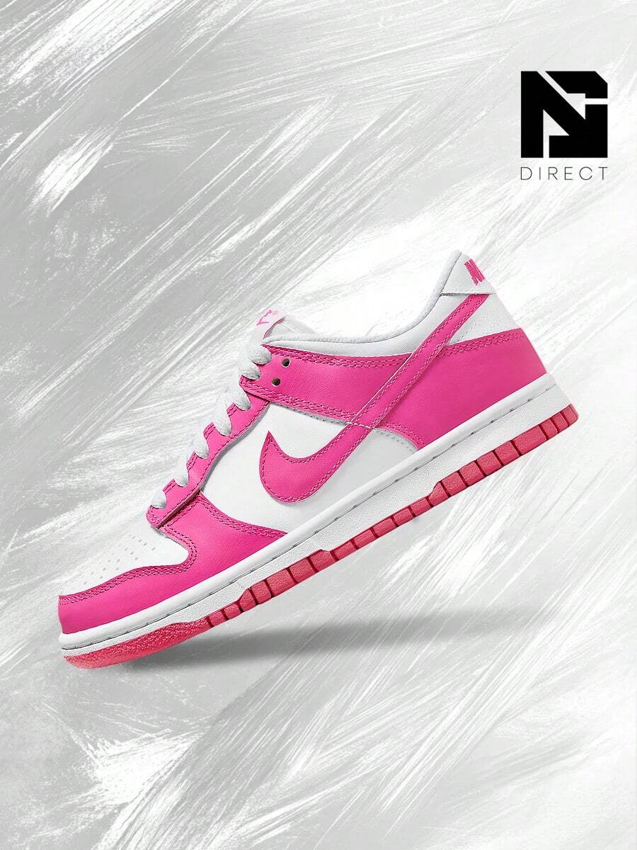 Dunk Low Laser Fuchsia (GS)– Women's Lifestyle Sneakers – Shose For Woman-Vintage-Spring & Summer-Inspired Running Shoes, Shock-Absorbing Comfort, Gym To Streetwear Casual Wear-Mother's Day Gifts-Father's Day Gift– FB9109 102 - 白色/雷射紫紅色 - 查看 1