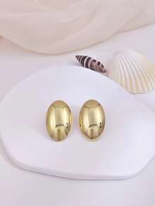 6/4/3/1对不锈钢几何方形条纹耳钉婚礼条纹圆形纽扣耳环简约设计防水防褪色金色椭圆形耳环欧美ins风女士春季首饰 - 彩色 - 查看 15