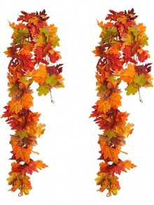 1 vòng hoa lá phong nhân tạo dài 78,74ft (khoảng 24,5m), vòng hoa mùa thu, lá phong, thích hợp trang trí nhà cửa trong nhà/ngoài trời, đám cưới, Halloween, Lễ Tạ ơn. - Nhiều màu - Xem 1