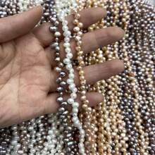 خيط من اللؤلؤ الطبيعي المياه العذبة ثلاثة إلى سبعة ثقوب لؤلؤة كتلة لصنع المجوهرات DIY للنساء والرجال قلادة أساور الحرف اليدوية والإكسسوارات - 4-5 ملم - مشاهدة 3