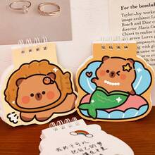 2pcs Cute Capybara Flip-Up Coil Notebook/50 Inner Pages High-Quality Cartoon Memo Pad/Capybara Shaped Stationery Small Notebook - Multicolor - View 10