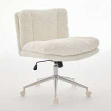 Home Office Chairs - Cream + Faux Fur + Foam - View 4