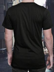 Men's T-Shirt Lion Yeshua Cross And Sword 100% Cotton - 黑色 - 查看 3