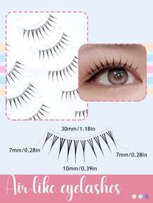 5 Pairs Anime-Style Invisible Wispy False Eyelashes, Lightweight Curly Full Strip Lashes For Party & Daily Wear, Korean & Japanese Design - Spiky Manga Lashes - View 4