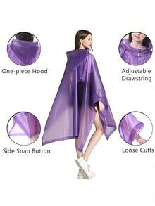 Reusable Adult Raincoat, Thickened Waterproof Raincoat, Unisex Hooded Raincoat, Waterproof Windproof Quick-Drying Breathable, Travel Essential, Women's Raincoat, Lightweight Rain Poncho, Student Supplies, Drawstring Hooded Raincoat, Unisex, Suitable For Cycling, Hiking, Fishing, Mountain Climbing And Other Outdoor Activities - Multicolor - View 7