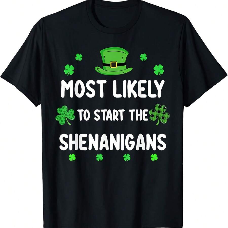 Camiseta con el trébol del Día de San Patricio, el que probablemente inicie la travesura - Negro 2 - Ver 1