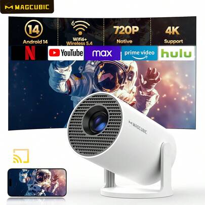 Magcubic Projector 4K Android 14 HY300 Pro Dual Wifi6 260ANSI Allwinner H726 BT5.4 1280*720P Cinema Outdoor Portable Projetor