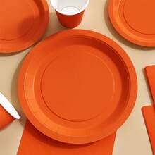 Bộ đĩa, khăn ăn, cốc dùng một lần màu cam và đỏ, phục vụ 10 người, đồ dùng tiệc bằng giấy dùng một lần phù hợp cho sinh nhật, đám cưới, tiệc tùng, dã ngoại gia đình. - Nhiều màu - Xem 5
