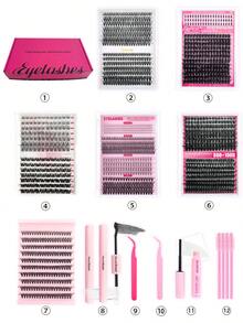15pcs False Eyelashes Set, Includes Natural Thin, Thick Curled, Cat Eye And Daily Wear Styles, Large Capacity Reusable, Comes With Eyelash Glue And Eye Tools, Suitable For Daily Makeup, Dates, Parties, Weddings, Easy To Apply And Remove, Enhances Eye Appeal, Fits All Eye Shapes, Creates Versatile Makeup Looks. - 黑色 - 查看 5