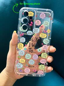 1pc Transparent Label Pattern Print Full-Body Protection Shockproof Anti-Fall TPU Soft Rubber Phone Case Compatible With IPhone &Compatible With Samsung Galaxy - Multicolor - View 4