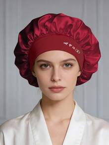 1pc Fashionable Wide-Brim Elastic Women's Sleep Cap, Comfortable Everyday Wear Hair Cover - Red - View 17