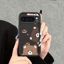 おしゃれなクマのスマホケース  Pixel 9 Pro XLに適しています | 5G対応 画素 9 プロ / 画素 9 / ピクセル9a / 画素 10 / 画素 10 プロ / 画素 8A(日本語) / 画素 8 / 画素 8 プロ / 画素 7 / 画素 7 プロ / 画素 7a (日本語に翻訳すると) TPU保護するケース 耐衝撃性 トレンディシェルバックカバー  画素 8A、 9A、 10 いフォン 11/12/13/14/15/15プロ/15 プラス/15 プロマックス/11プロ/12プロ/13プロ/14プロ/12ミニ/13ミニ/11プロマックス/12プロマックス/13プロマックス/14プロマックス/14プラス/5 - ブラック - チェックする 3