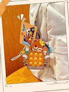 TEDDYISLAND Teddy Love Land - A Cute And Popular Toy Keychain, Couple's Schoolbag Pendant, Gift Item, Cartoon-Themed Creative Toy, Squeeze And Laugh Key, Stress-Relieving Intelligence Toy, Backpack Pendant, Small Accessory, Doll Machine. - Multicolor - View 2