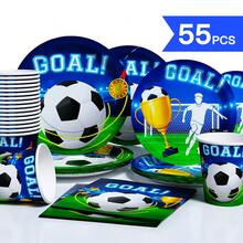 一套足球进球庆祝主题一次性餐盘、餐巾纸、杯子，可供10位客人使用，适用于生日、婚礼、派对、家庭野餐等场合。 - 彩色 - 查看 1