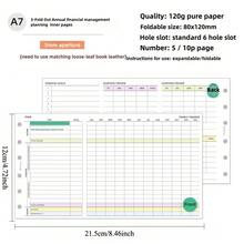 5 piezas Recambio de planificador financiero anual plegable en tres partes, planificación presupuestaria y seguimiento de gastos, cuaderno sin fecha para una contabilidad y planificación financiera efectivas - Presupuesto financiero triple - Ver 12