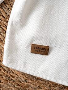 Boys' Classic All-Match Pure Cotton White Long Sleeve Shirt, Pocket Patch Simple Versatile Stylish, Suitable For All Seasons, Casual, School, Holiday Gatherings - White - View 7