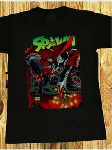 Men's & Women's Spawn Comic Graphic T-Shirt - Officially Inspired Red & Black Action Scene Tee With Spawn Character Print, Soft Breathable Crew Neck, Loose Fit For Casual Attire, Comic-Con Events & - Iconic Logo Design (Machine Washable) - 黑色 - 查看 6