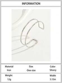 1pc Minimalist Versatile Double-Layer Arm Cuff, Unique Design Women's Open Bangle Bracelet, Elegant High-End Casual Wear Jewelry For Formal, Vacation, Date - Silver - View 6
