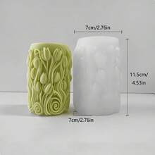 Tulip Flower Pillar Candle Silicone Mold, DIY Sunflower Flower Cylinder Handmade Gift Candle Wax Melts Mold - White - View 7