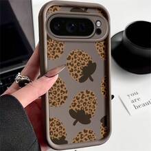 お使いの Pixelモデル10、10 Pro、9、9A、9 Pro、9 Pro XL、8、8 Pro、8A、7、7 Pro、7Aに対応する、完全な保護のためのTPU作るのヒョウ柄フルーツデザインの電話ケース。 گوグルピクセル8A、9A、10、 11/12/13/14/15/15プロ/15プラス/15プロマックス/11プロ/12プロ/13プロ/14プロ/12ミニ/13ミニ/11プロマックス/12プロマックス/13プロマックス/14プロマックス/14プラス/5 - ブラック - チェックする 7