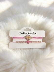 多件套圣母玛利亚手链，女士/女孩水晶十字架手链，人造水晶串珠手链，墨西哥手链，手工编织手链套装，时尚首饰，女士叠戴手链，手链吊坠配饰，手链套装，Y2K手链，可调节手链，串珠手链，女士手链绳，女士首饰配饰，友谊手链，情侣手链 - 十字架款 - 查看 20