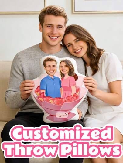 Customized Personalized Photo Throw Pillow, Couple Photo Pillow, Valentine's Day Gift