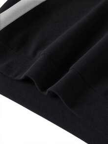 Voidago Men's Spring Casual Patchwork Hoodie And Sweatpants Set - Black - View 5