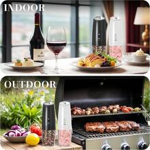 2pcs/Set Electric Salt And Pepper Grinder Set, Battery Operated, Adjustable Coarseness, Easy To Refill, Upgraded Large Capacity With LED Light, Kitchen Seasoning Mill - Power Sensor Style - View 3