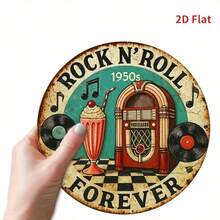 1950s Rock 'n' Roll Metal Tin Sign, Vintage Jukebox And Classic Car Art, 8" X 12" (20x30cm) - Retro 50s Music Wall Decor, Rockabilly Style Plaque, Americana Poster, Home Bar, Cafe, Diner, Garage, Man Cave, Bedroom, Office, Musician Gift, Waterproof, Durable Iron Plate, Pre-Drilled Holes, Rounded Edges, Nostalgic Design, Household Accessory, Indoor Outdoor Signage, Professional Printing, Classic Artwork, Stylish Room Decor, Apartment Essential, Wall Hanging Accessory, Art Poster, Lightweight Sign, Artistic Touch, Country Style, Rhythm Motif, Automobile Enthusiast Present, Music Room Ornament, High Definition Print, Metal Label - Nhiều màu - Xem 4
